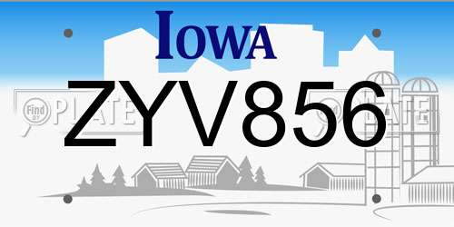 ZYV856 Iowa License Plate
