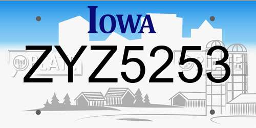 ZYZ5253 Iowa License Plate