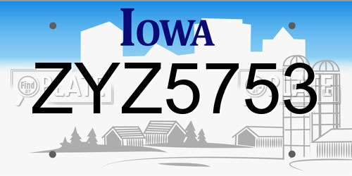 ZYZ5753 Iowa License Plate
