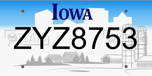 ZYZ8753 Iowa License Plate