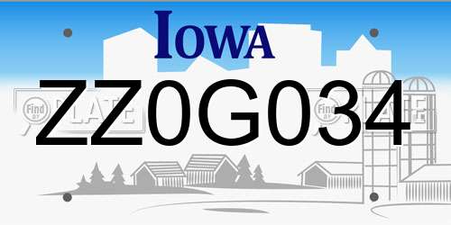 ZZ0G034 Iowa License Plate
