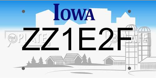 ZZ1E2F Iowa License Plate