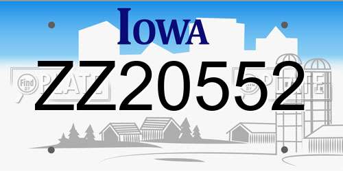 ZZ20552 Iowa License Plate