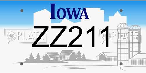ZZ211 Iowa License Plate