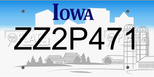 ZZ2P471 Iowa License Plate