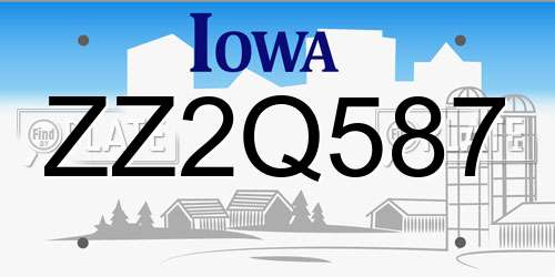 ZZ2Q587 Iowa License Plate