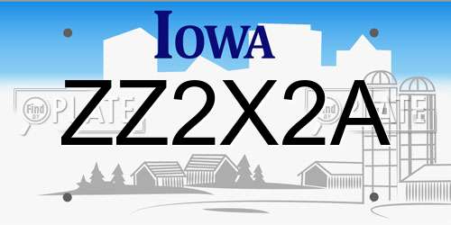 ZZ2X2A Iowa License Plate