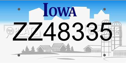 ZZ48335 Iowa License Plate