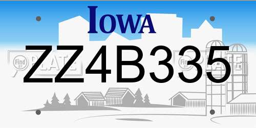 ZZ4B335 Iowa License Plate