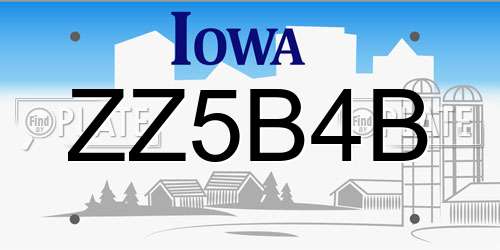 ZZ5B4B Iowa License Plate