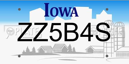 ZZ5B4S Iowa License Plate