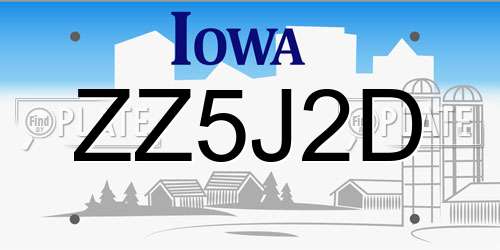 ZZ5J2D Iowa License Plate