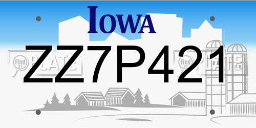 ZZ7P421 Iowa License Plate
