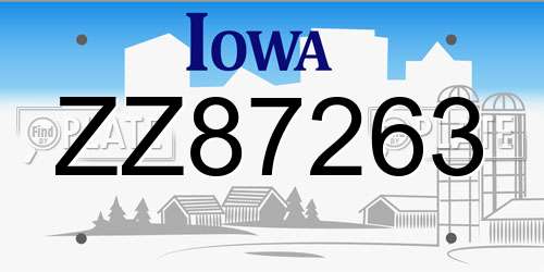ZZ87263 Iowa License Plate