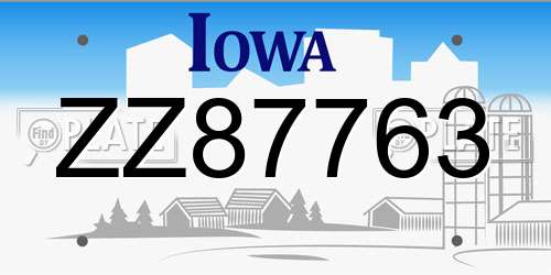 ZZ87763 Iowa License Plate