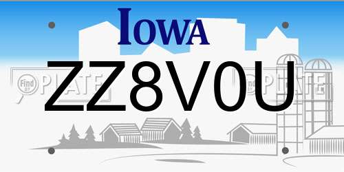 ZZ8V0U Iowa License Plate