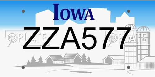 ZZA577 Iowa License Plate