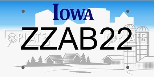 ZZAB22 Iowa License Plate