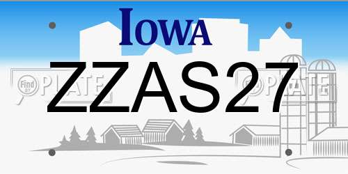 ZZAS27 Iowa License Plate
