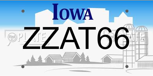 ZZAT66 Iowa License Plate