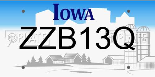 ZZB13Q Iowa License Plate