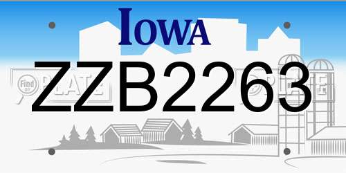 ZZB2263 Iowa License Plate