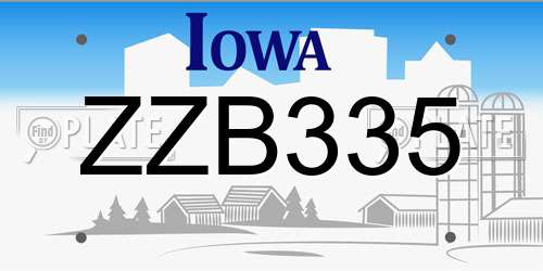 ZZB335 Iowa License Plate
