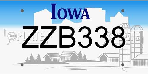ZZB338 Iowa License Plate