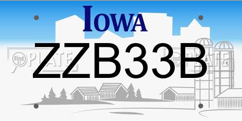 ZZB33B Iowa License Plate