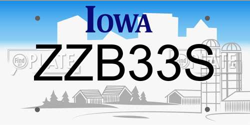ZZB33S Iowa License Plate
