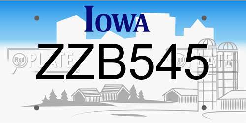 ZZB545 Iowa License Plate