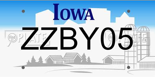 ZZBY05 Iowa License Plate