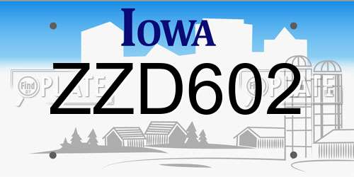 ZZD602 Iowa License Plate
