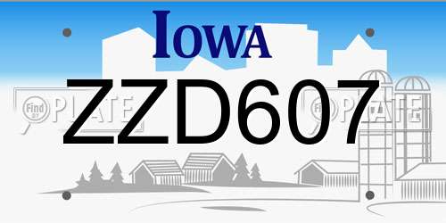 ZZD607 Iowa License Plate