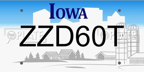 ZZD60T Iowa License Plate