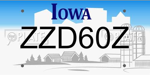ZZD60Z Iowa License Plate