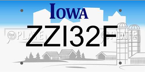 ZZI32F Iowa License Plate