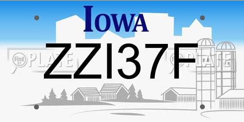 ZZI37F Iowa License Plate