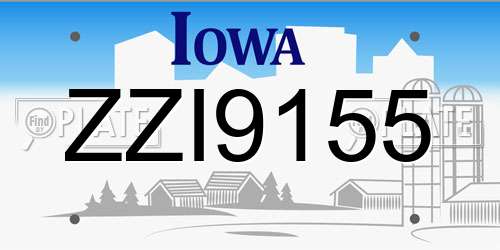 ZZI9155 Iowa License Plate