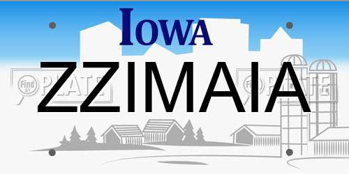 ZZIMAIA Iowa License Plate
