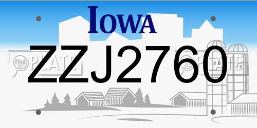 ZZJ2760 Iowa License Plate
