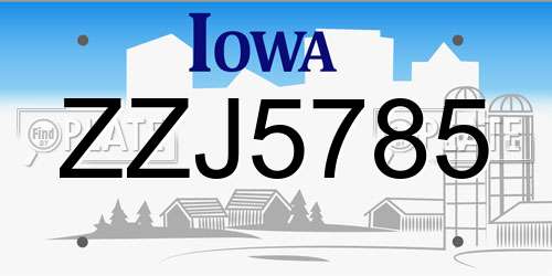 ZZJ5785 Iowa License Plate