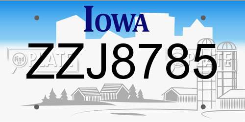 ZZJ8785 Iowa License Plate