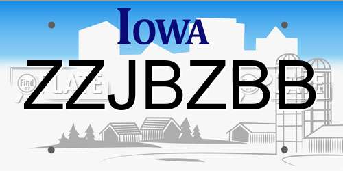 ZZJBZBB Iowa License Plate