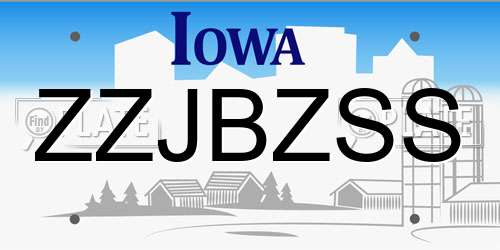 ZZJBZSS Iowa License Plate