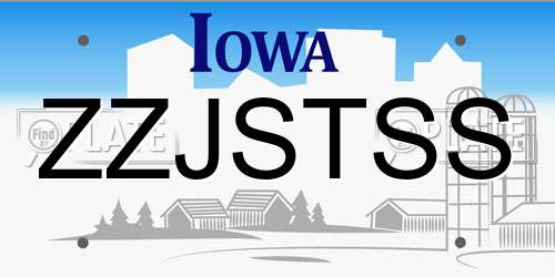 ZZJSTSS Iowa License Plate