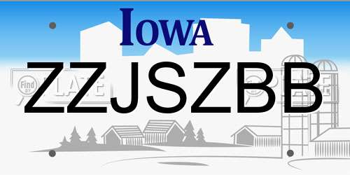ZZJSZBB Iowa License Plate