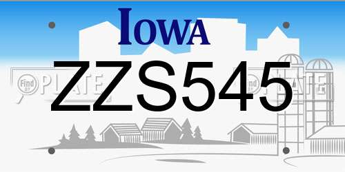 ZZS545 Iowa License Plate