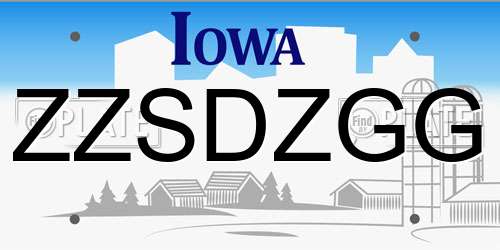 ZZSDZGG Iowa License Plate