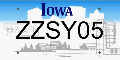 ZZSY05 Iowa License Plate